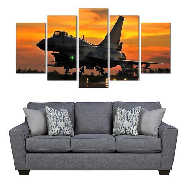 Military Jet Aviation Plane Sunset Airplane Canvas Wall Art