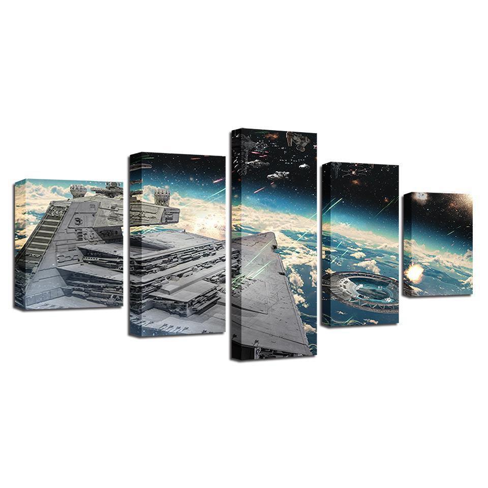 Millennium Falcon Aircraft Star Wars Movie Canvas Wall Art