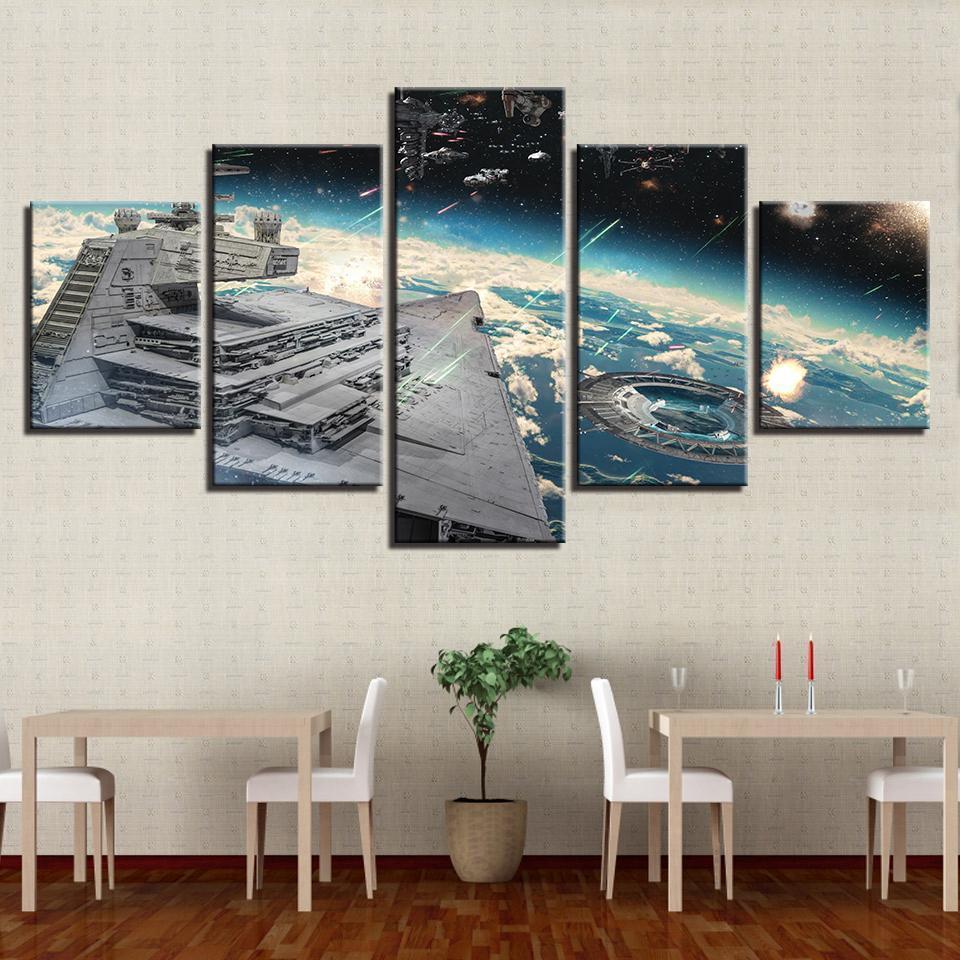 Millennium Falcon Aircraft Star Wars Movie Canvas Wall Art