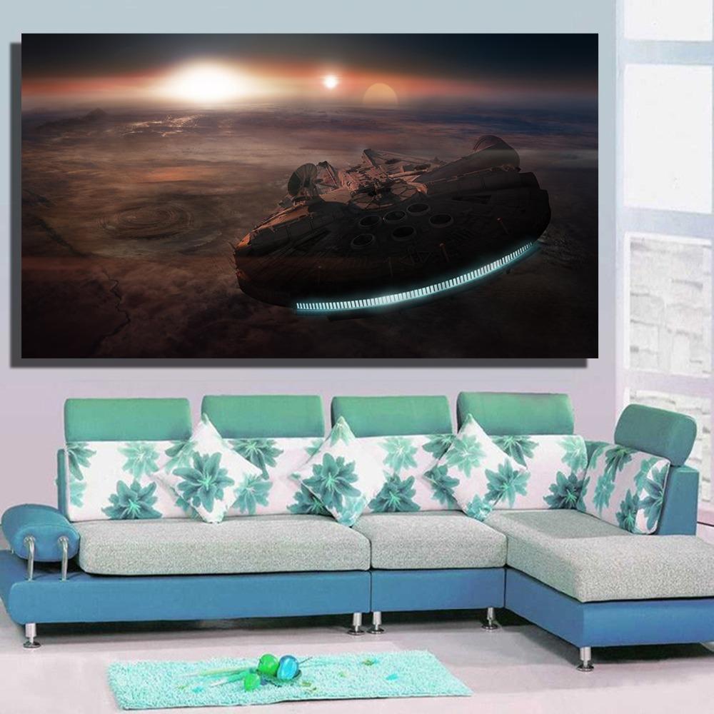 Millennium Falcon Flying (no Frame) Movie Canvas Wall Art