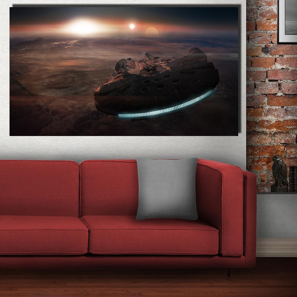 Millennium Falcon Flying  Star Wars Canvas Wall Art