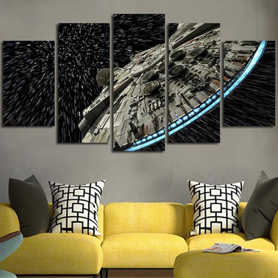 Millennium Falcon Light Speed Star Wars Movie Canvas Wall Art