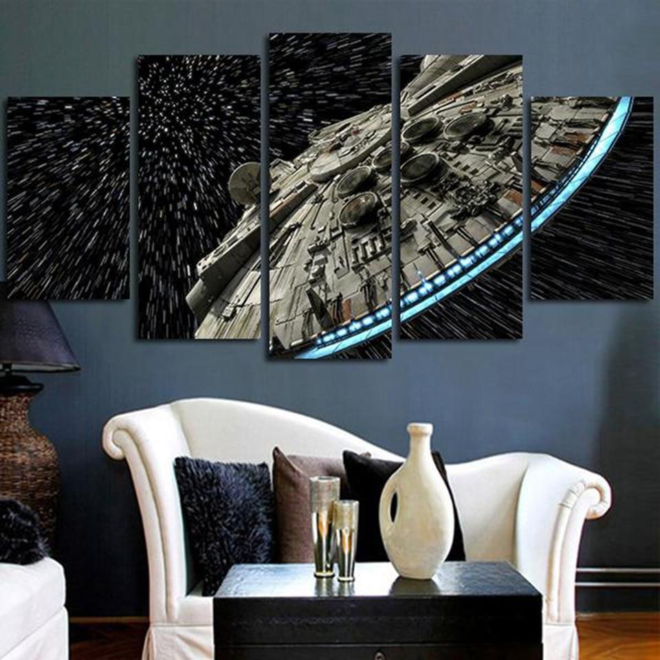Millennium Falcon Light Speed Star Wars Movie Canvas Wall Art