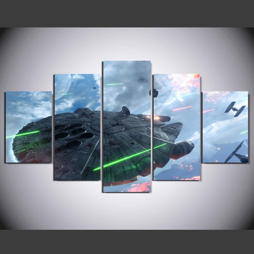 Millennium Falcon Painting Star Wars Movie Canvas Wall Art