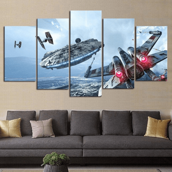 Millennium Falcon X-wing Star Wars 1 Movie Canvas Wall Art