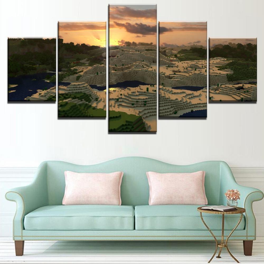 Minecraft Background Poster  Gaming Canvas Wall Art
