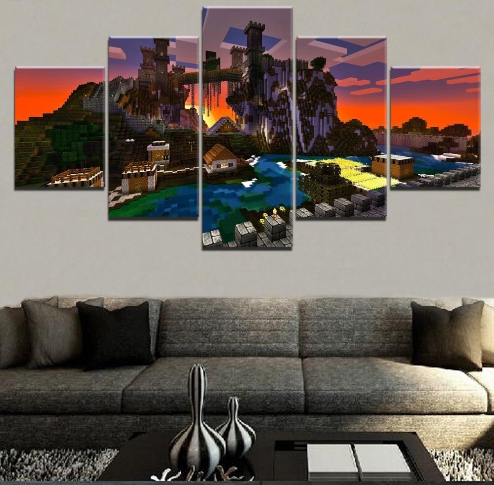 Minecraft Big Castle Building Gaming Canvas Wall Art
