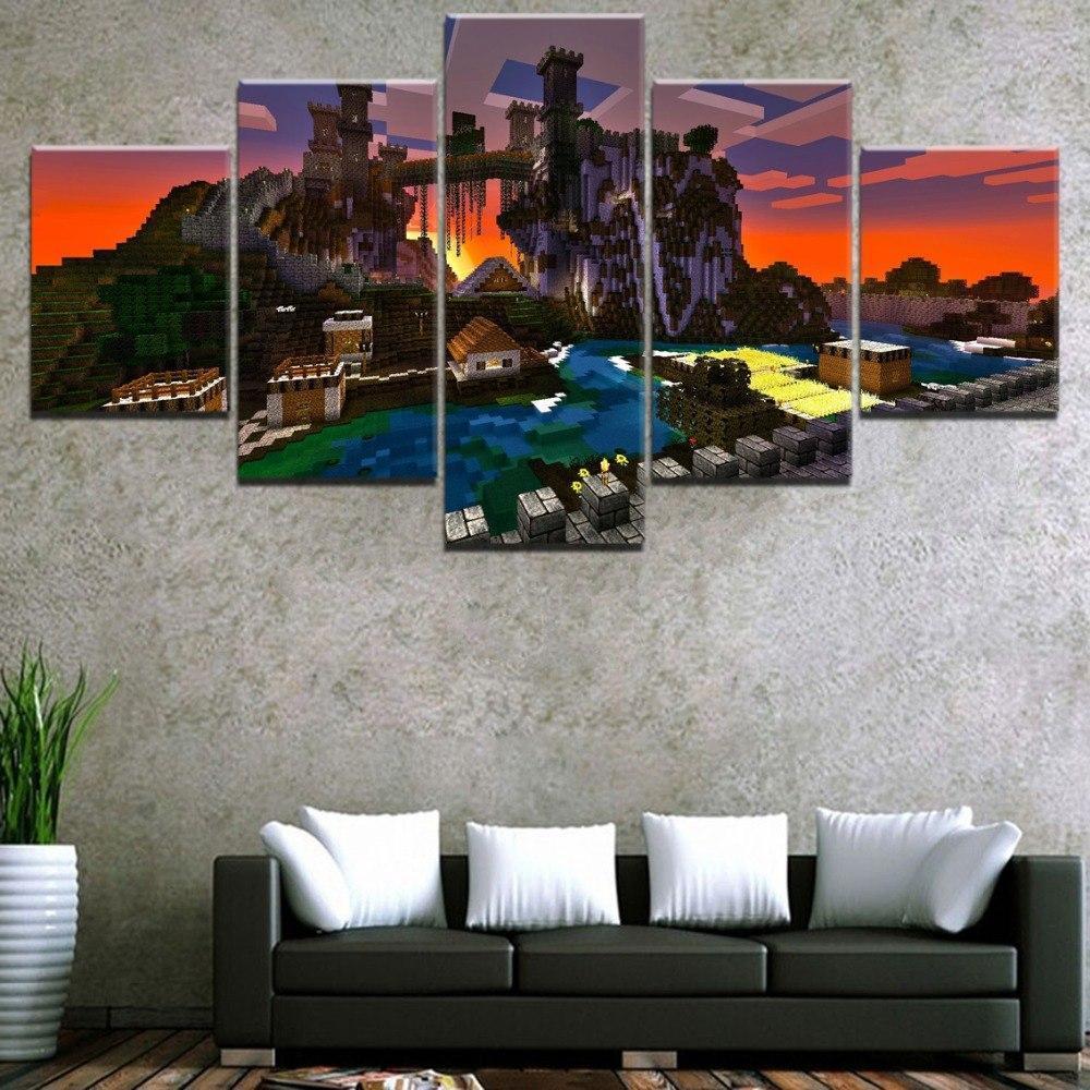 Minecraft Big Castle Building Gaming Canvas Wall Art