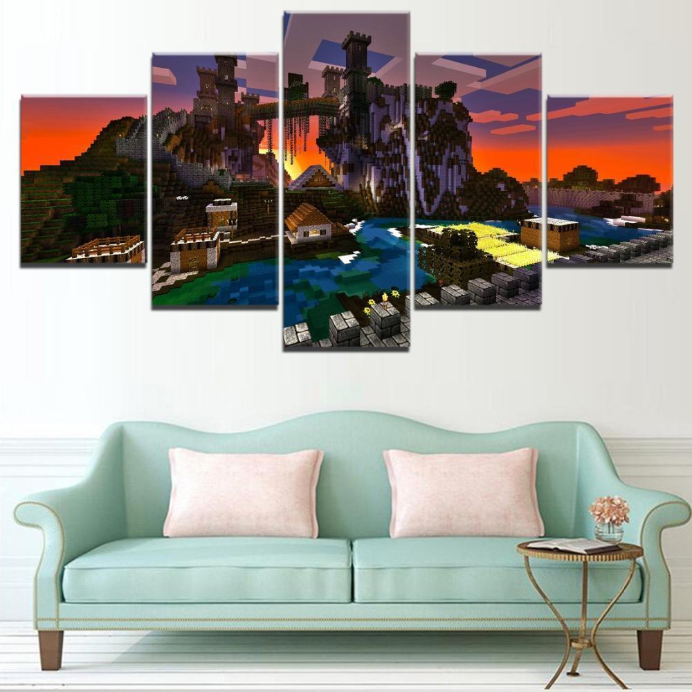 Minecraft Big Castle Building Gaming Canvas Wall Art