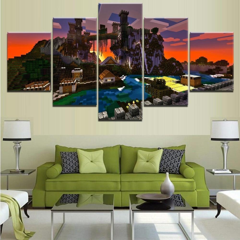 Minecraft Big Castle Building Gaming Canvas Wall Art