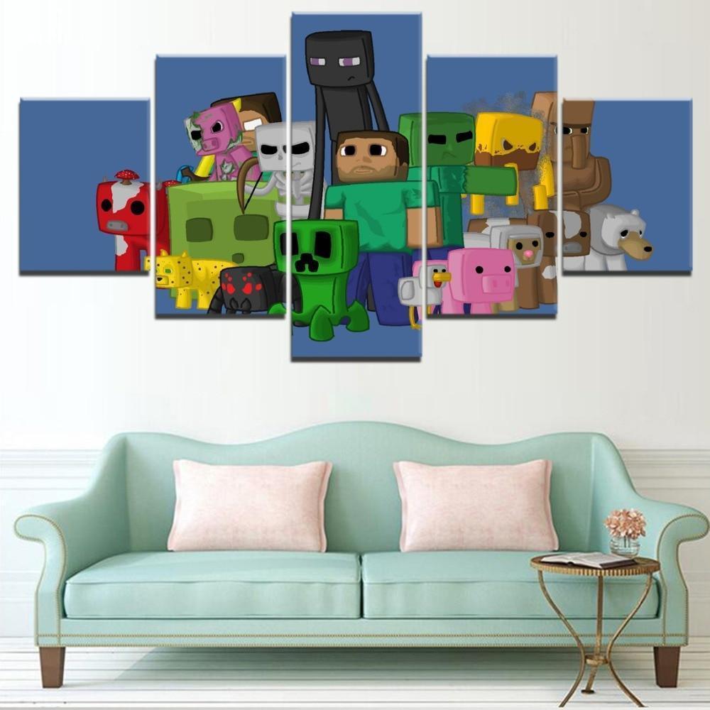 Minecraft Character Poster Gaming Canvas Wall Art