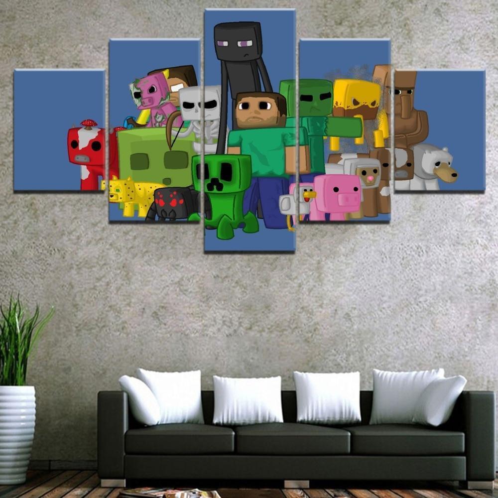 Minecraft Character Poster Gaming Canvas Wall Art