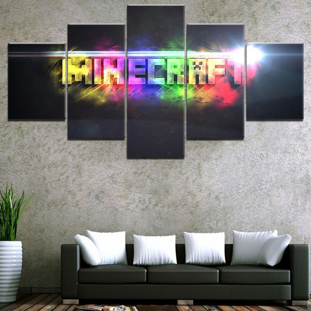 Minecraft Colorful Poster Gaming Canvas Wall Art
