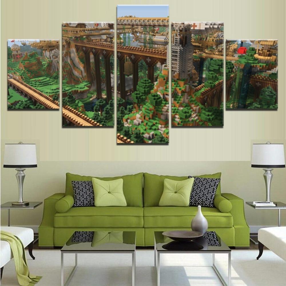 Minecraft High Bridge Gaming Canvas Wall Art