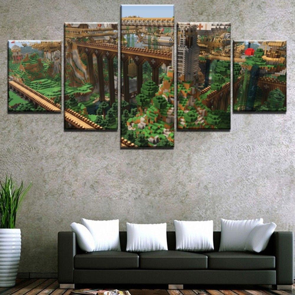 Minecraft High Bridge Gaming Canvas Wall Art