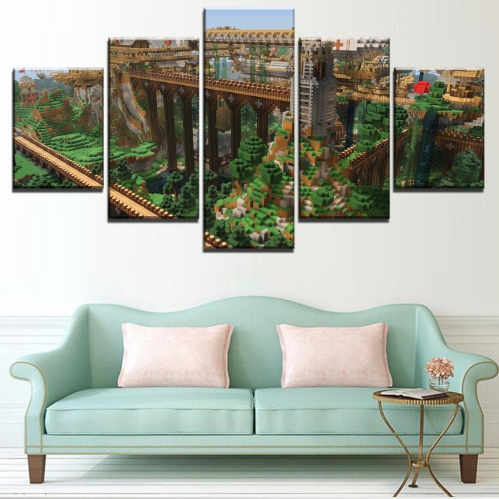 Minecraft High Bridge Gaming Canvas Wall Art