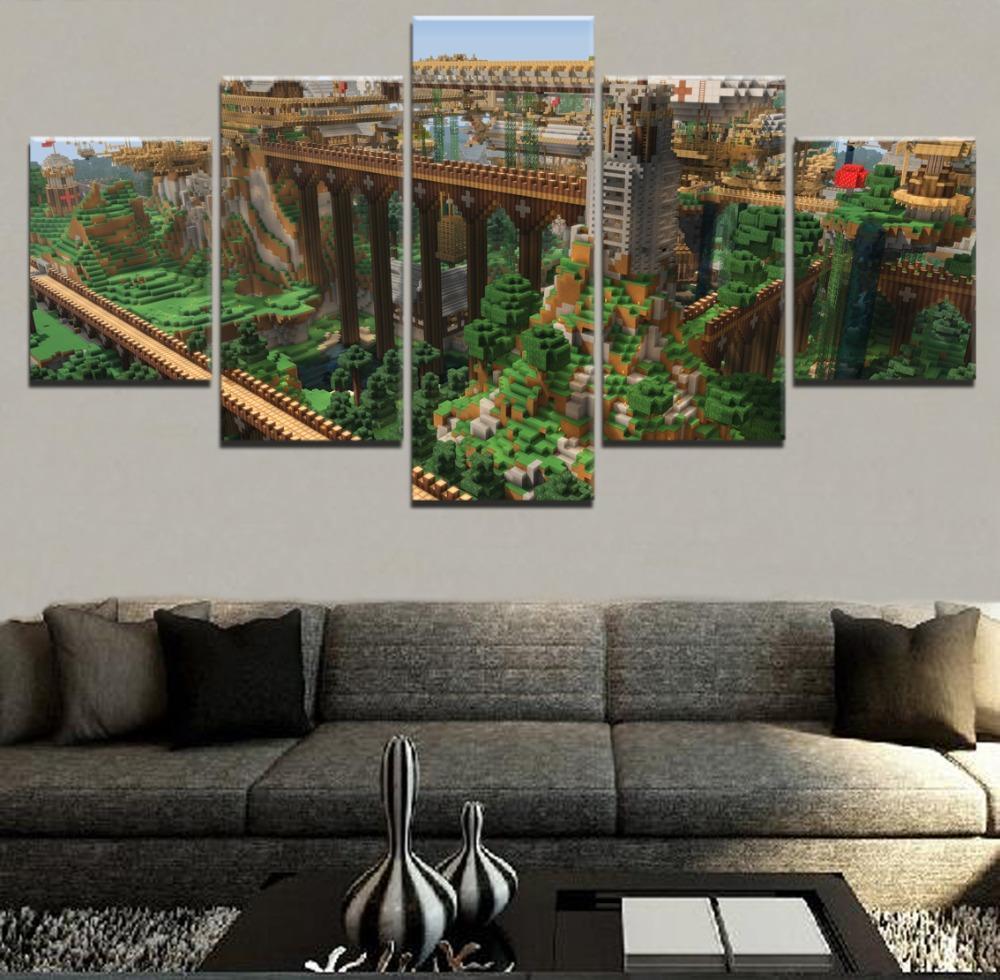Minecraft High Bridge Gaming Canvas Wall Art