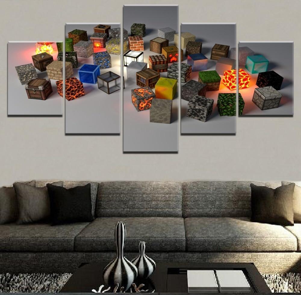 Minecraft Lot Of Block Gaming Canvas Wall Art