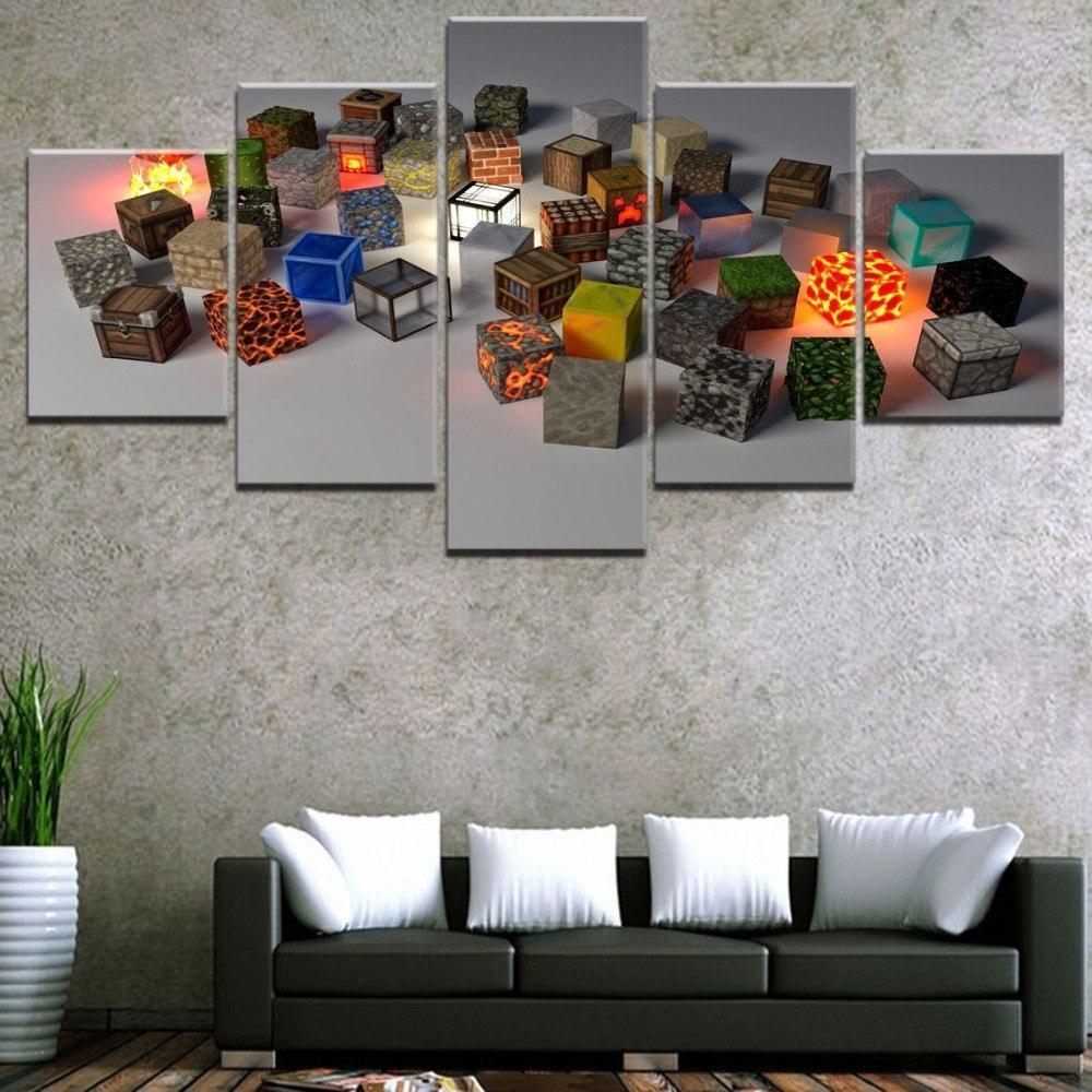 Minecraft Lot Of Block Gaming Canvas Wall Art