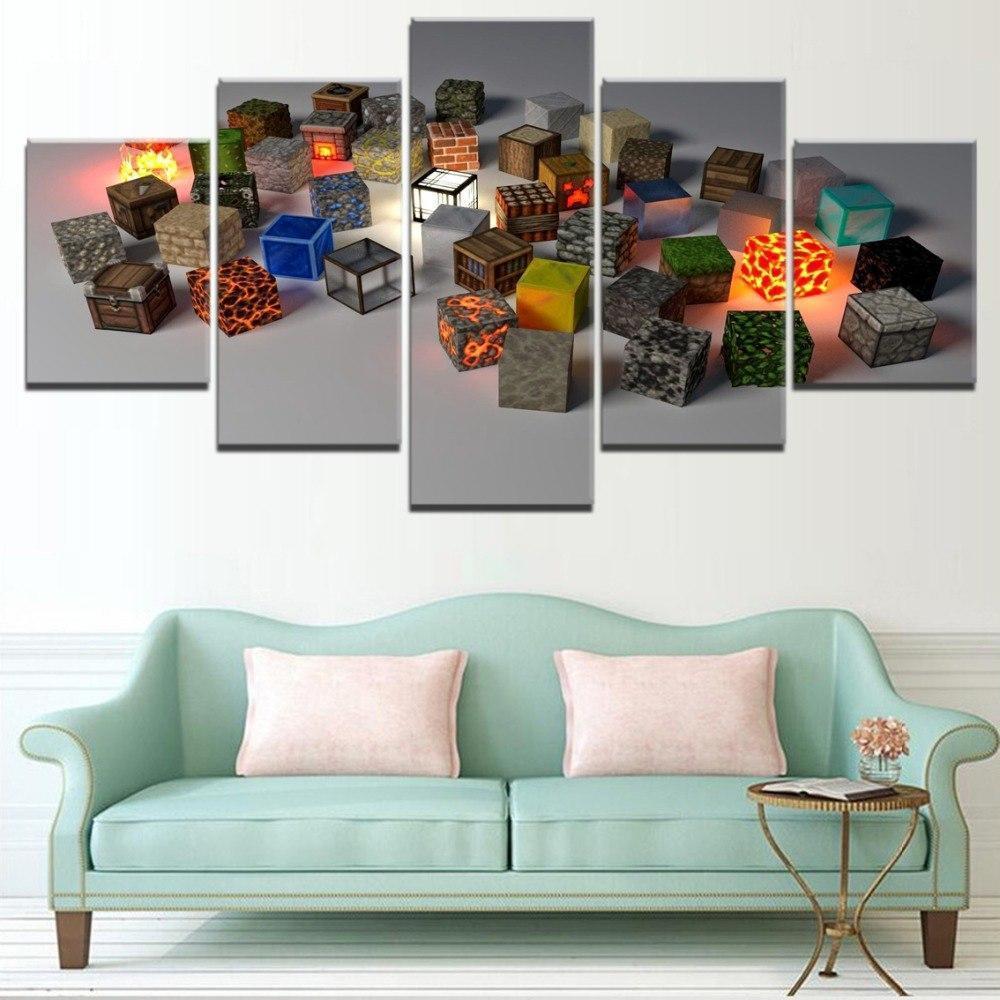 Minecraft Lot Of Block Gaming Canvas Wall Art