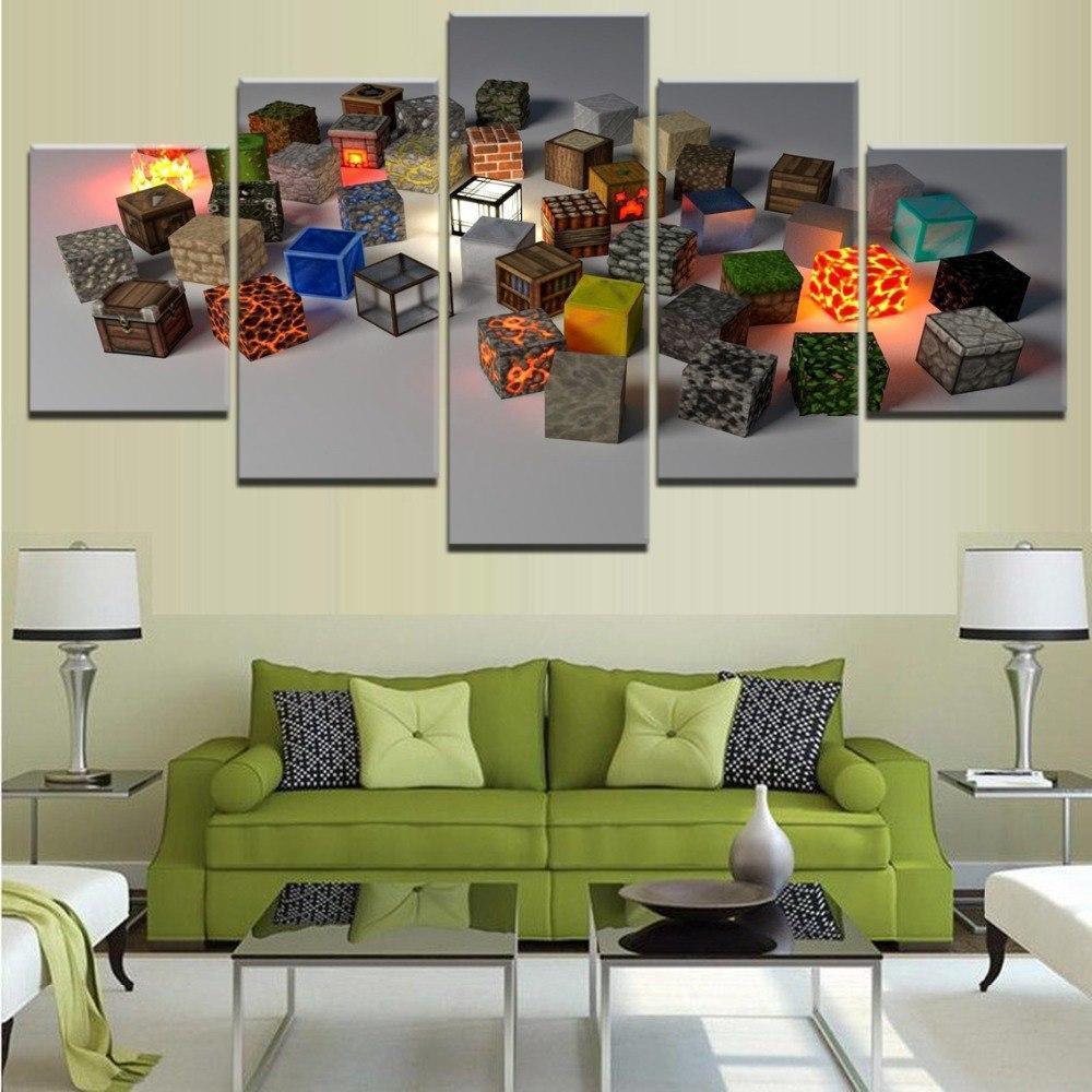 Minecraft Lot Of Block Gaming Canvas Wall Art