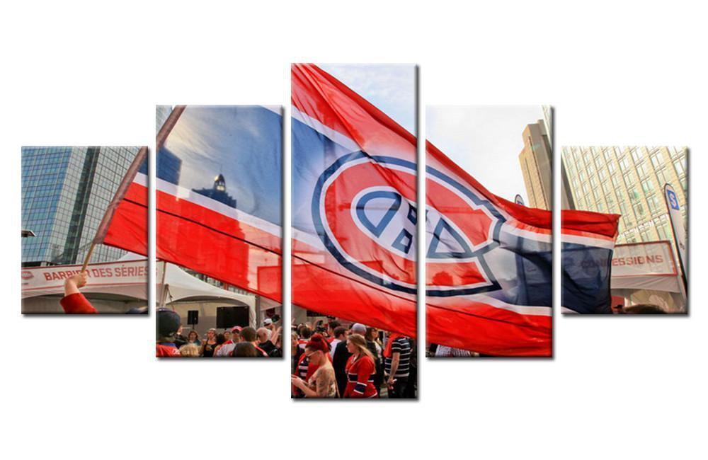 Montreal Canadians Flag   Ice Hockey Canvas Wall Art