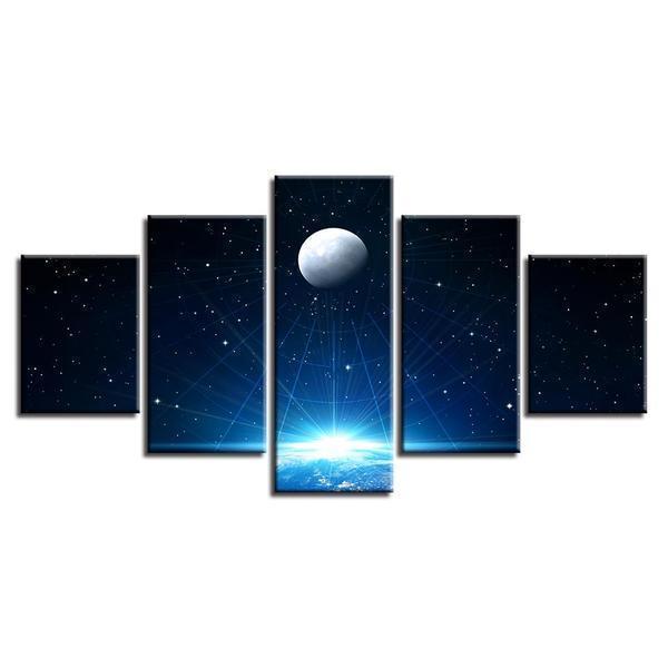 Moon Planet Lightning Space Canvas Wall Art