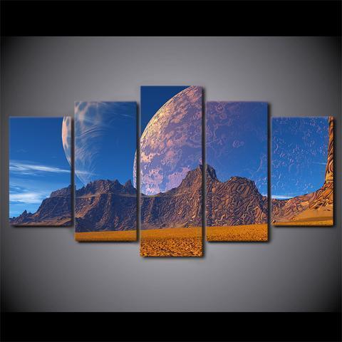 Moon Shadow And Mountain Nature Canvas Wall Art