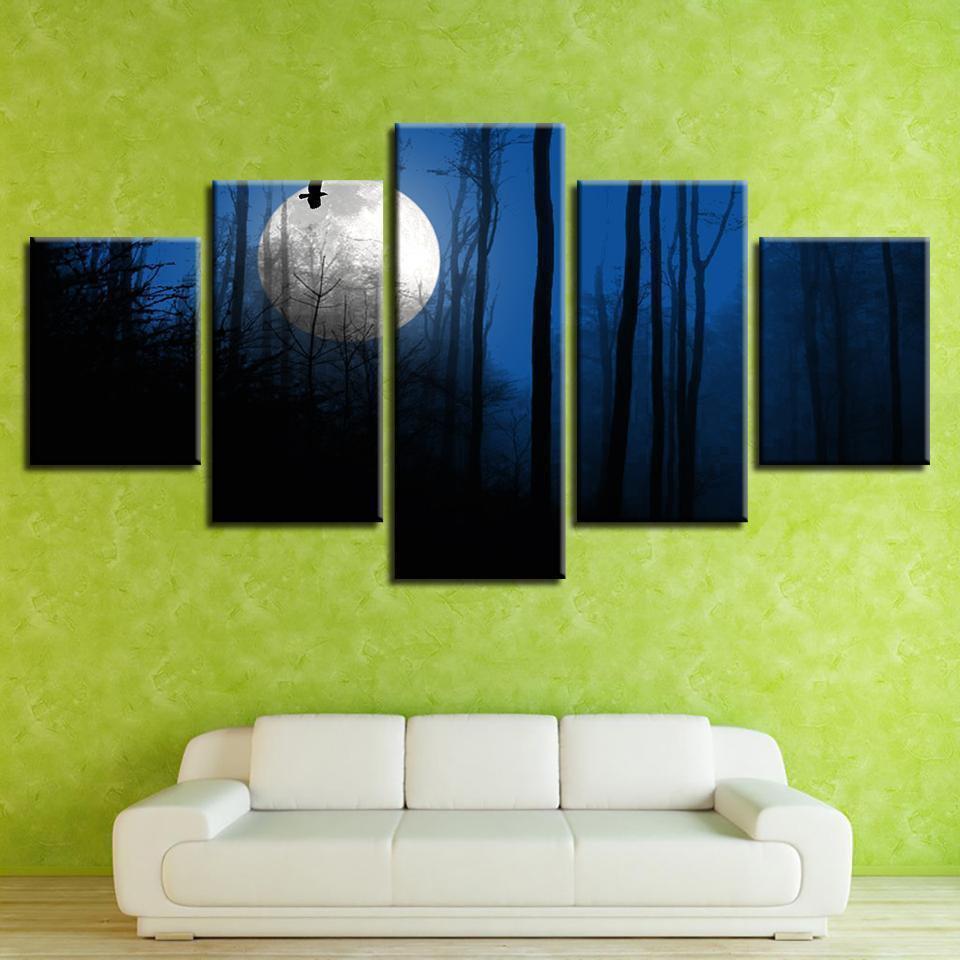 Moon Tree Landscape Nature Canvas Wall Art