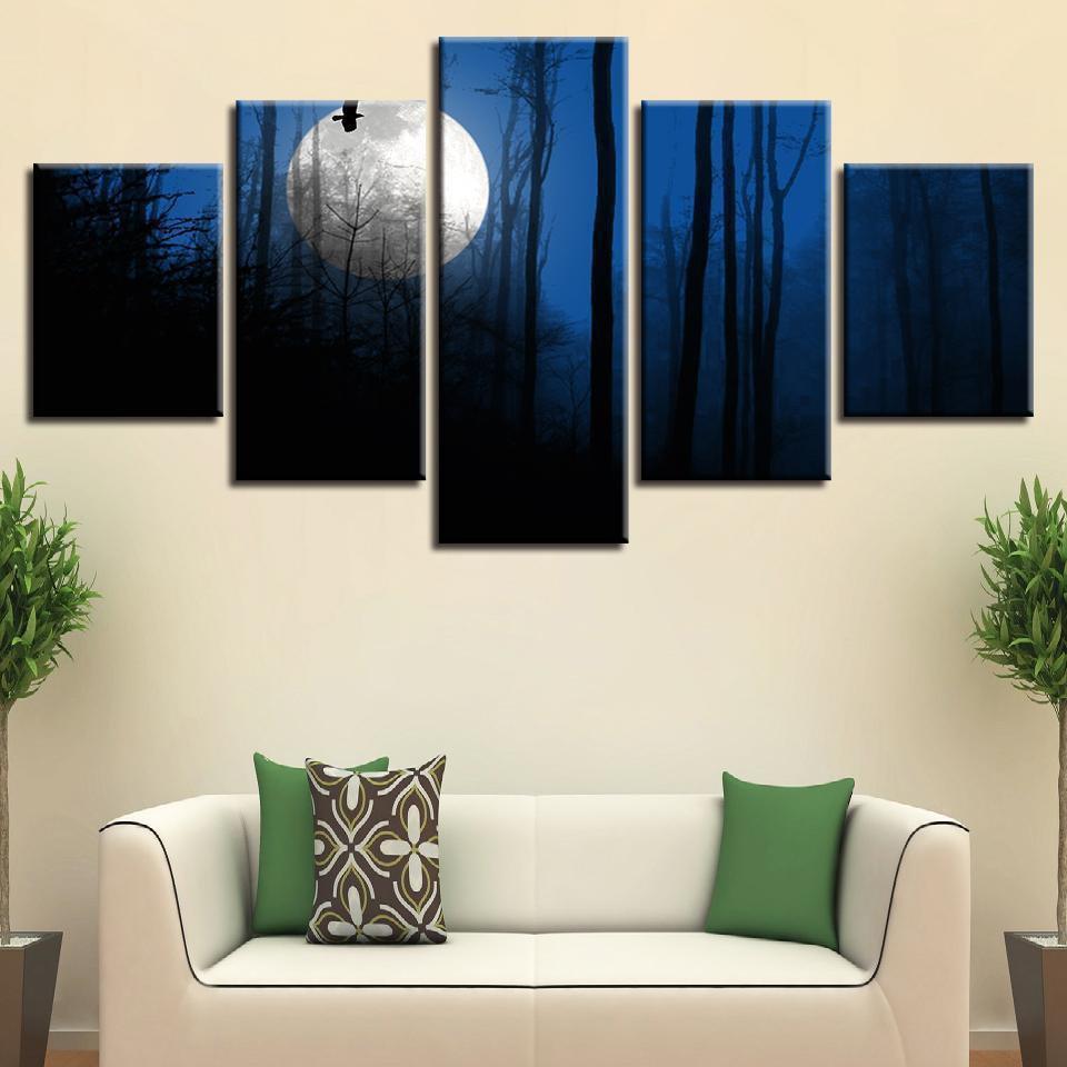 Moon Tree Landscape Nature Canvas Wall Art