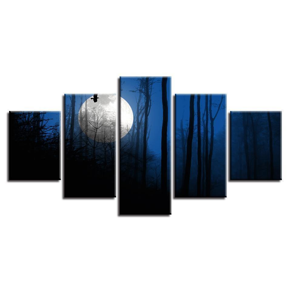 Moon Tree Landscape Nature Canvas Wall Art