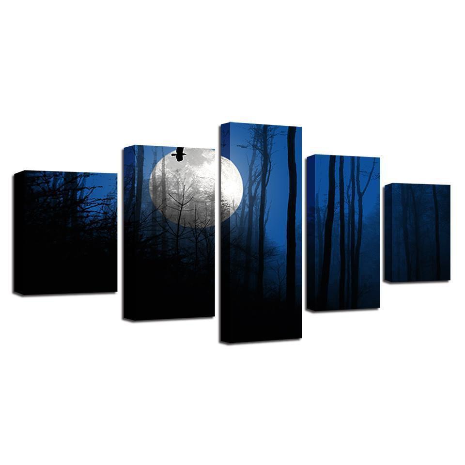 Moon Tree Landscape Nature Canvas Wall Art