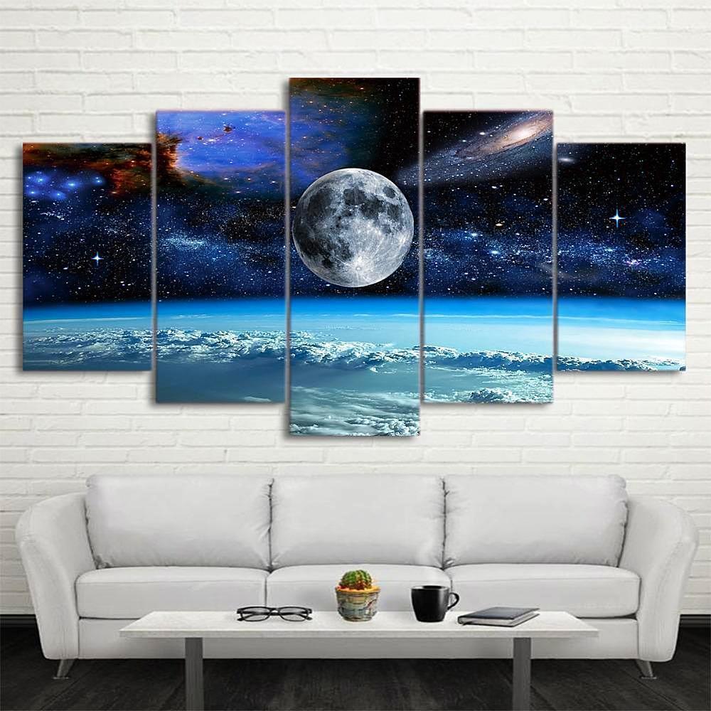 Moon View Of Earth Space Universe Canvas Wall Art
