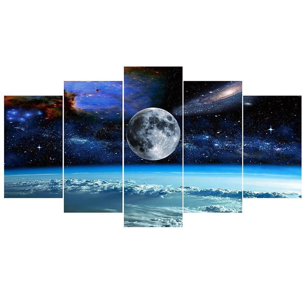 Moon View Of Earth Space Universe Canvas Wall Art