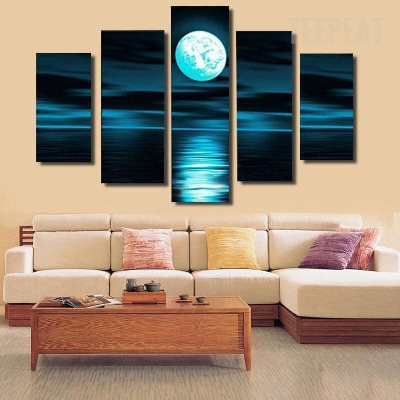 Moonlit Night Nature Canvas Wall Art