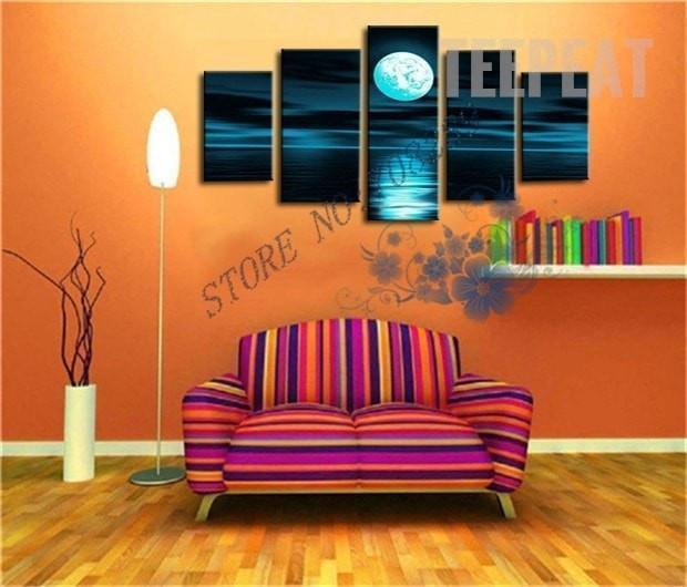 Moonlit Night Nature Canvas Wall Art