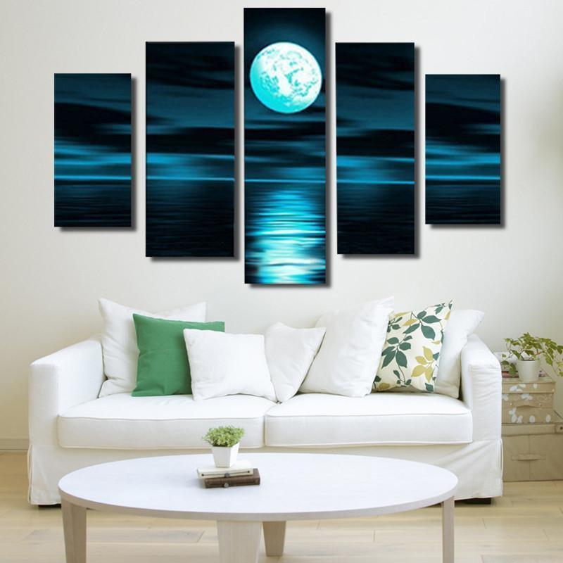 Moonlit Night Nature Canvas Wall Art