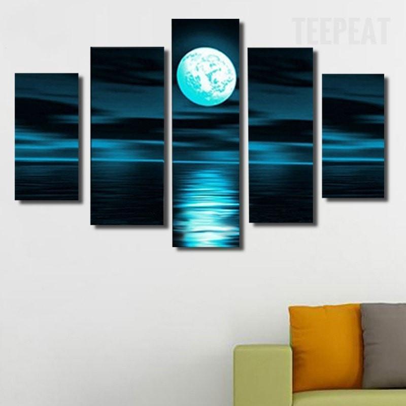 Moonlit Night Nature Canvas Wall Art