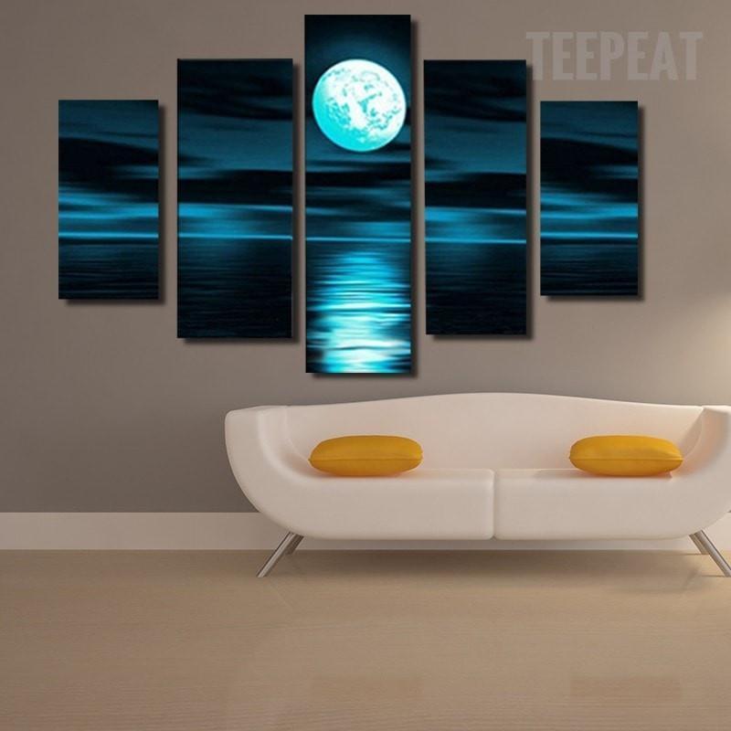 Moonlit Night Nature Canvas Wall Art