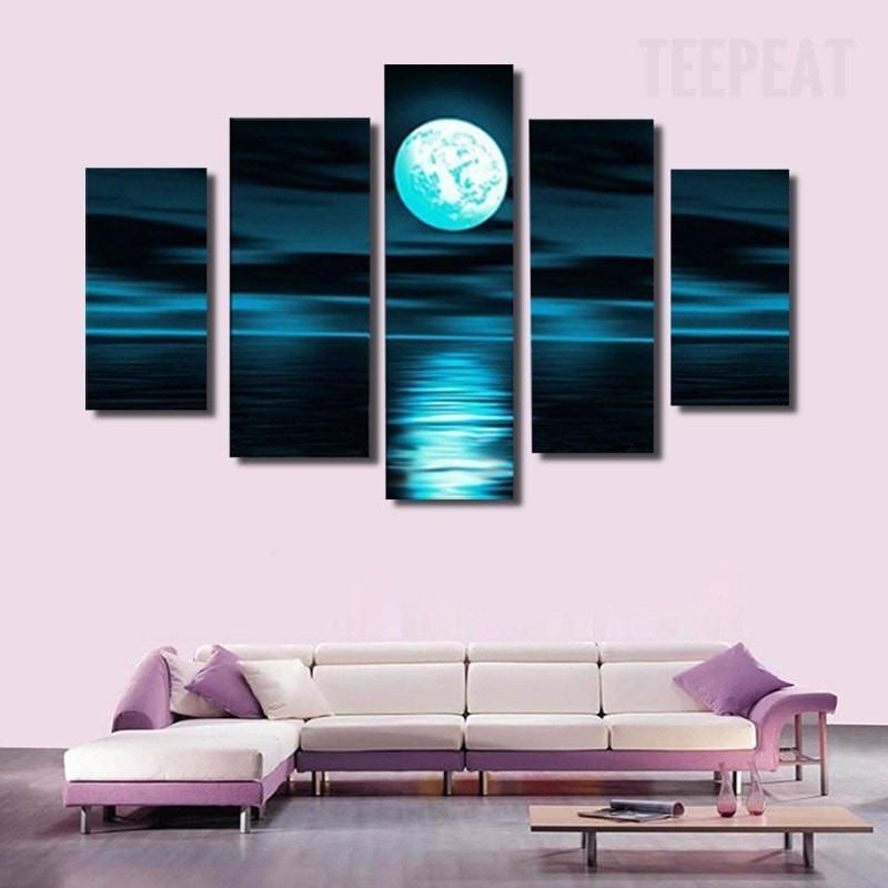 Moonlit Night Nature Canvas Wall Art