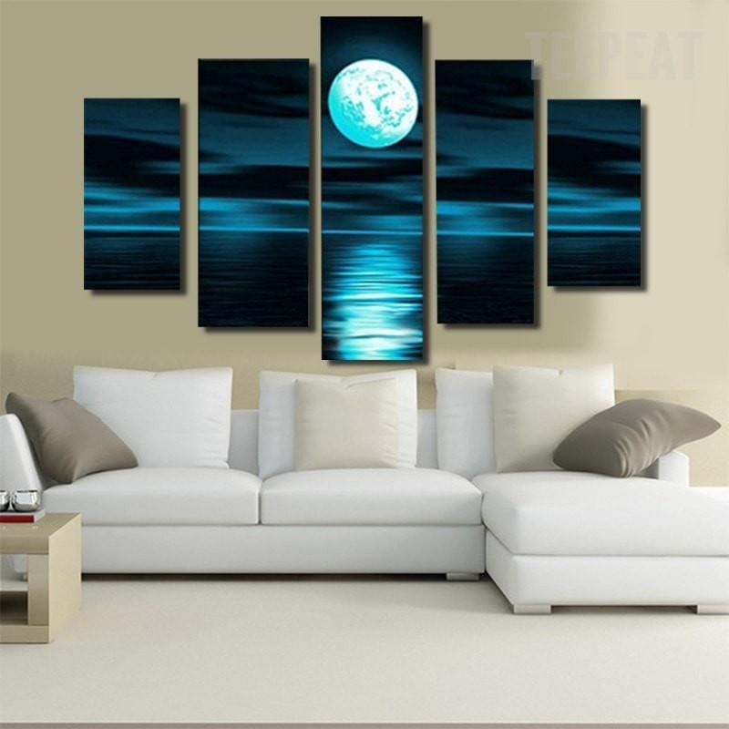 Moonlit Night Nature Canvas Wall Art