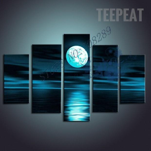 Moonlit Night Nature Canvas Wall Art