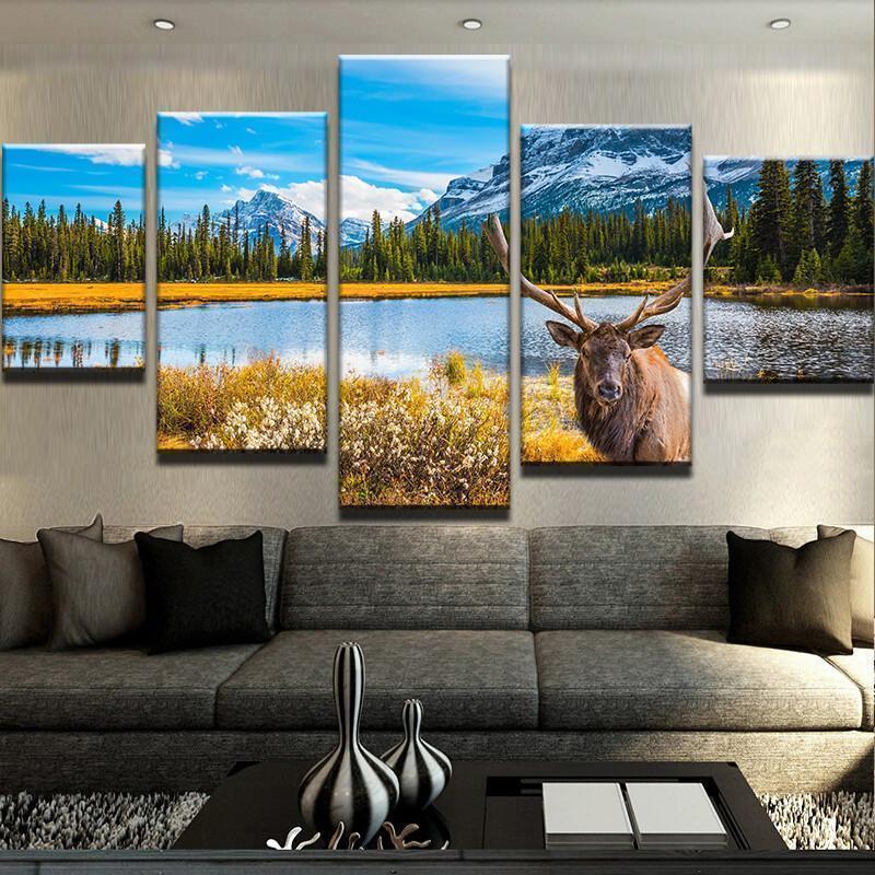 Moose French Canada Nature Canvas Wall Art