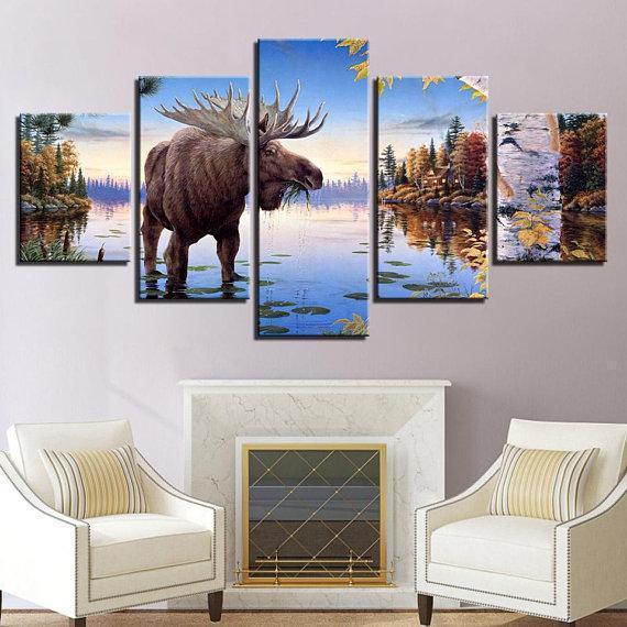 Moose Lake Animal Canvas Wall Art