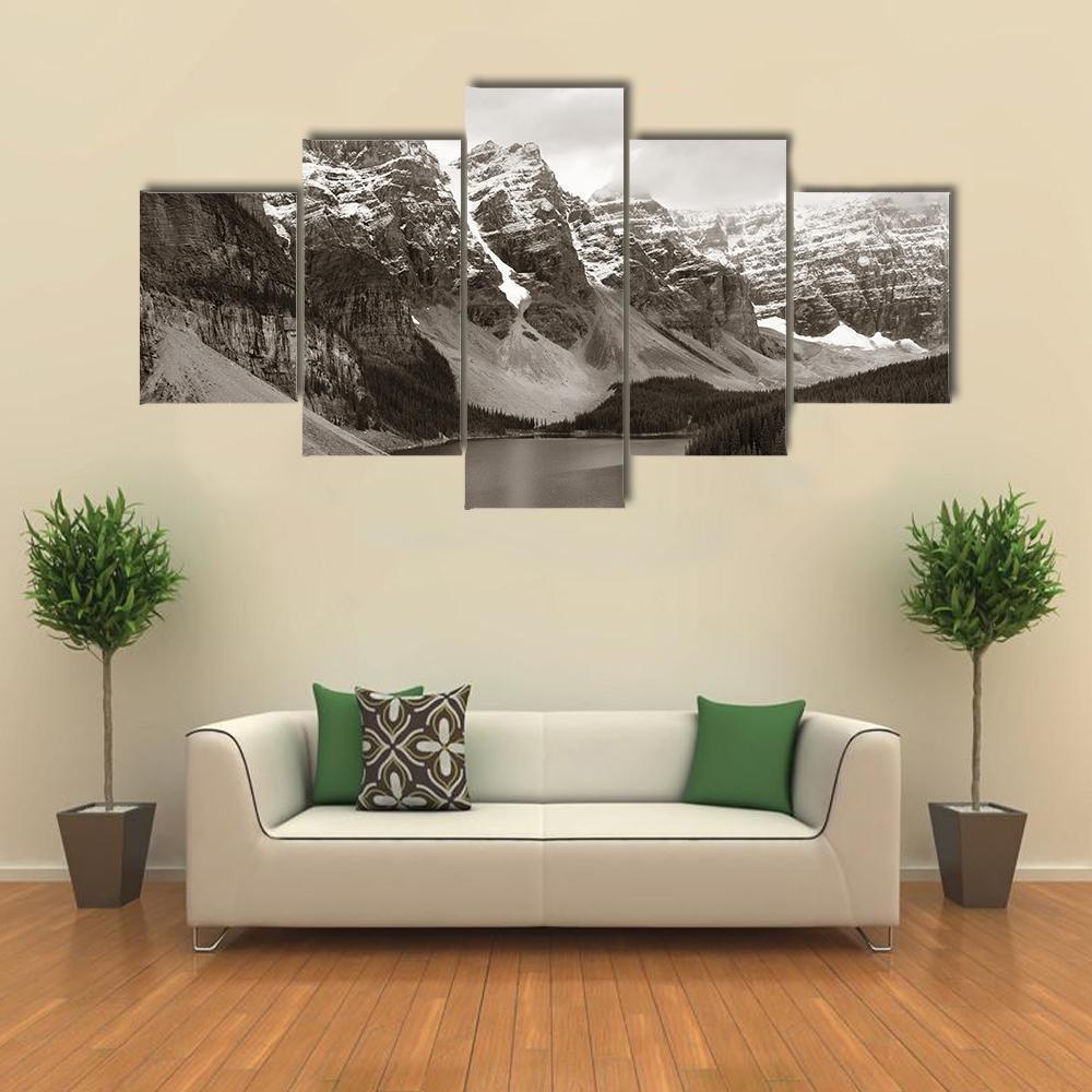Moraine Lake With Snow Capped Mountain Nature Canvas Wall Art