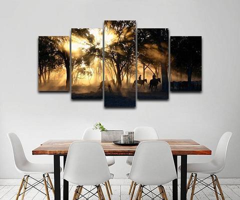 Morning Horse Ride Nature Canvas Wall Art