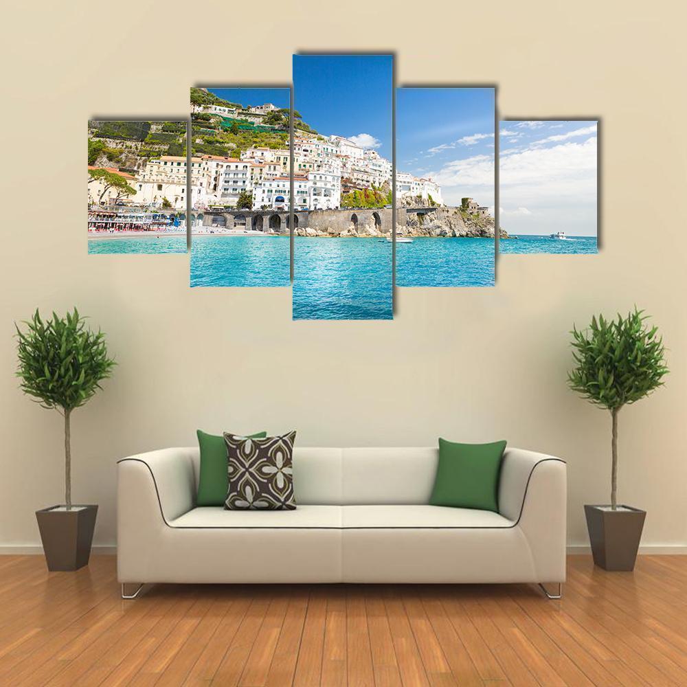 Morning View Of Amalfi Cityscape Nature Canvas Wall Art