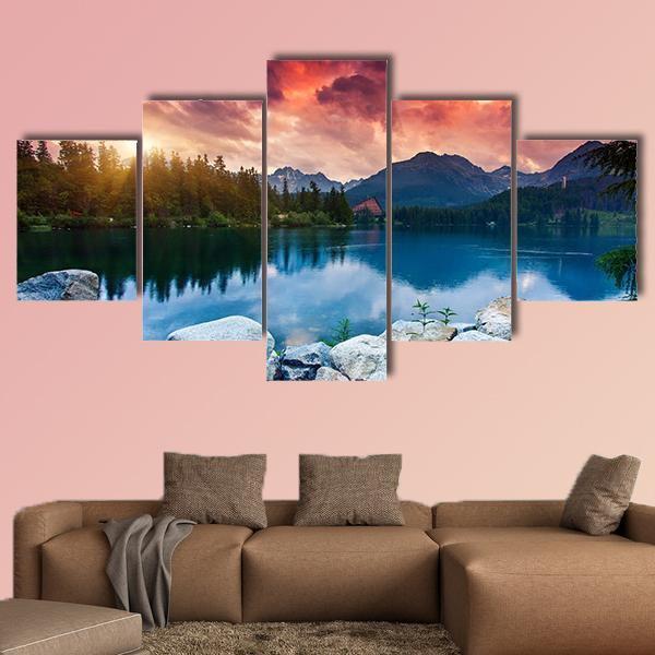 Mountain Lake In National Park High Tatra 1 Nature Canvas Wall Art