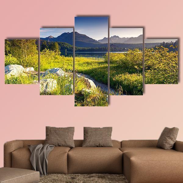 Mountain Lake In National Park High Tatra In Slovakia Nature Canvas Wall Art