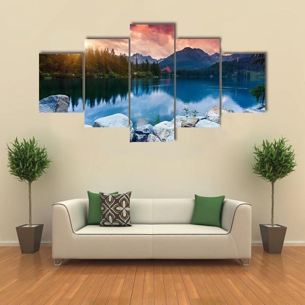 Mountain Lake In National Park Slovakia, Europe Nature Canvas Wall Art